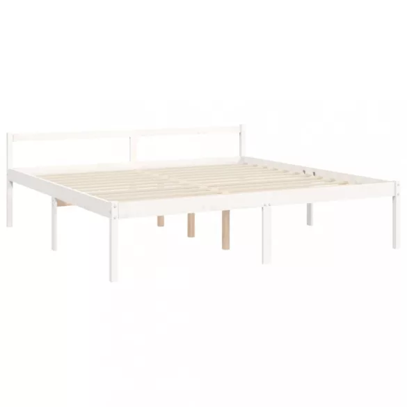 fehér tömör fa ágy időseknek fejtámlával 200x200 cm