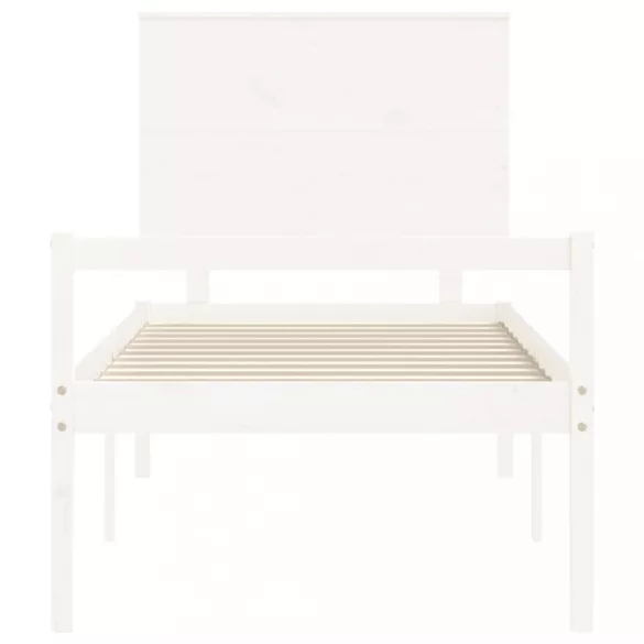 fehér tömör fa ágy időseknek fejtámlával Single