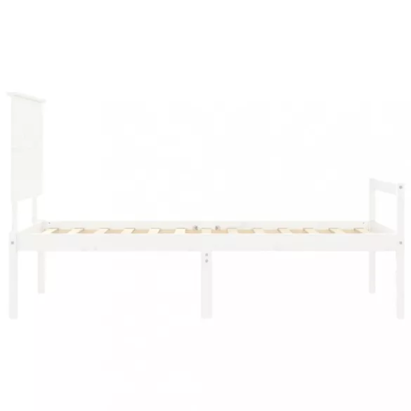 fehér tömör fa ágy időseknek fejtámlával Single