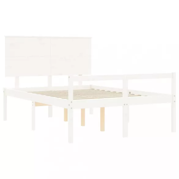 fehér tömör fa ágy időseknek fejtámlával 120x200 cm