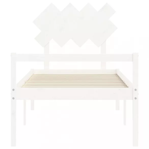 fehér tömör fa ágy időseknek fejtámlával Single