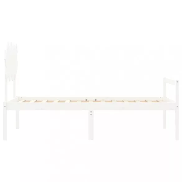 fehér tömör fa ágy időseknek fejtámlával Single