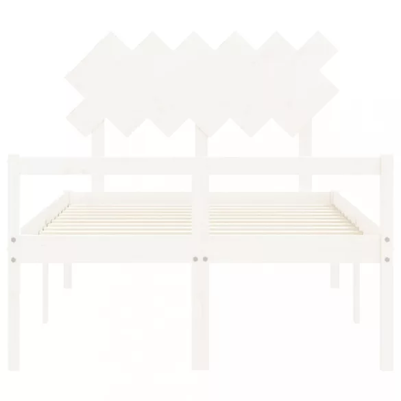 fehér tömör fa ágy időseknek fejtámlával Double