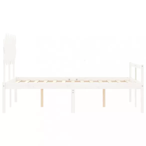 fehér tömör fa ágy időseknek fejtámlával Double