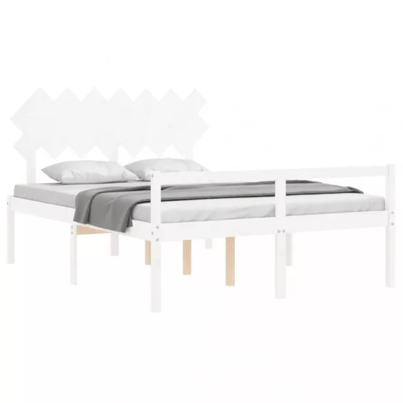 fehér tömör fa ágy időseknek fejtámlával 140x190 cm
