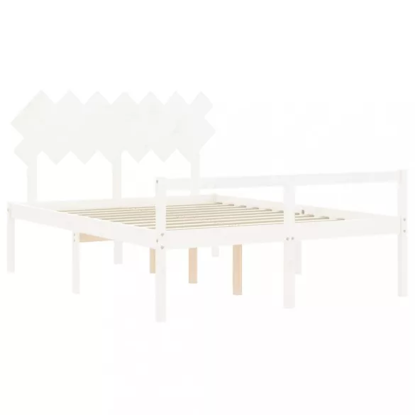 fehér tömör fa ágy időseknek fejtámlával 140x190 cm