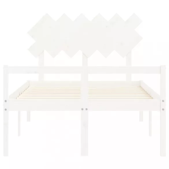 fehér tömör fa ágy időseknek fejtámlával 120x200 cm