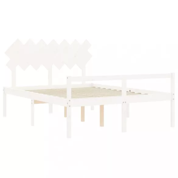 fehér tömör fa ágy időseknek fejtámlával 140x200 cm
