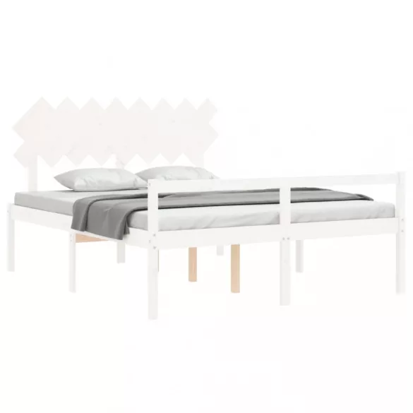 fehér tömör fa ágy időseknek fejtámlával 160x200 cm