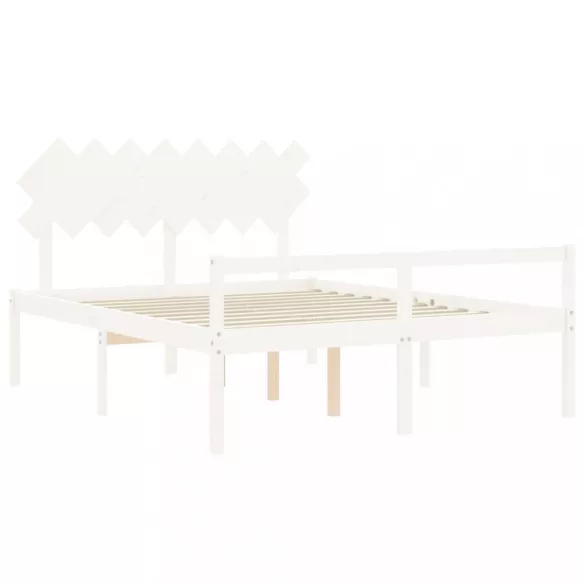 fehér tömör fa ágy időseknek fejtámlával 160x200 cm