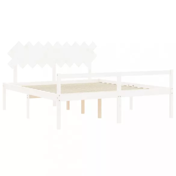 fehér tömör fa ágy időseknek fejtámlával Super King Size