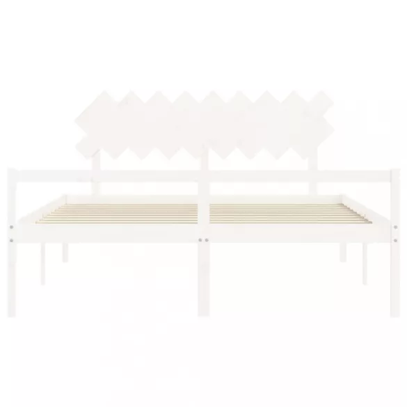 fehér tömör fa ágy időseknek fejtámlával Super King Size