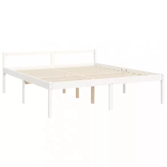 fehér tömör fa ágy időseknek fejtámlával Super King Size