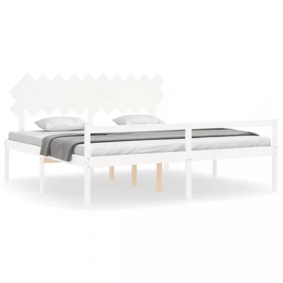 fehér tömör fa ágy időseknek fejtámlával 200x200 cm