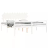 fehér tömör fa ágy időseknek fejtámlával 200x200 cm