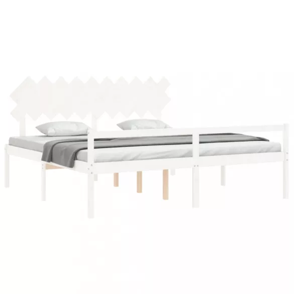 fehér tömör fa ágy időseknek fejtámlával 200x200 cm