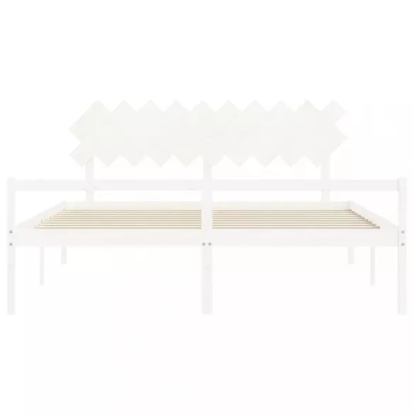fehér tömör fa ágy időseknek fejtámlával 200x200 cm