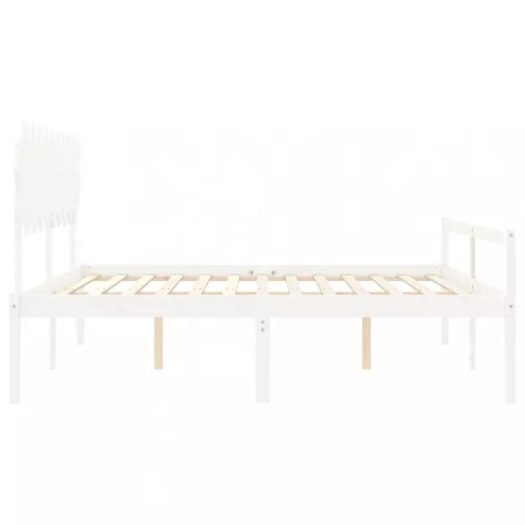 fehér tömör fa ágy időseknek fejtámlával 200x200 cm