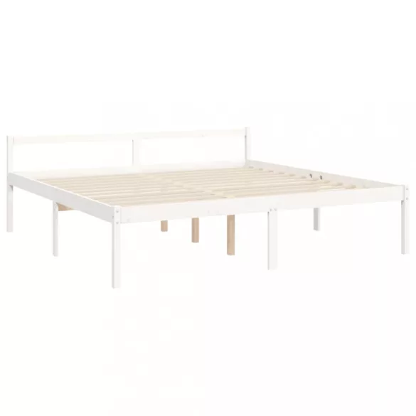 fehér tömör fa ágy időseknek fejtámlával 200x200 cm