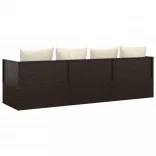 barna polyrattan kültéri társalgókanapé párnákkal