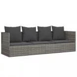 szürke polyrattan kültéri társalgókanapé párnákkal