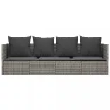 szürke polyrattan kültéri társalgókanapé párnákkal