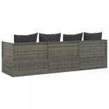 szürke polyrattan kültéri társalgókanapé párnákkal