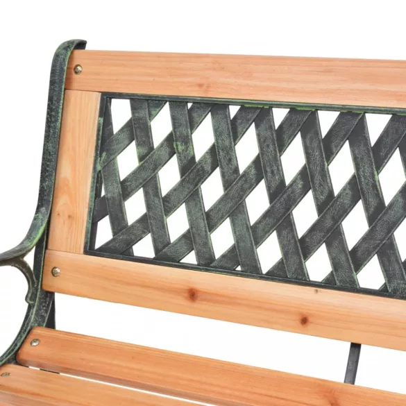 öntöttvas és tömör fenyőfa kerti pad 116 cm