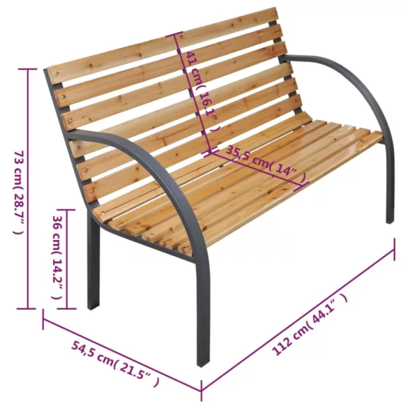 tömör fenyőfa kerti pad 112 cm