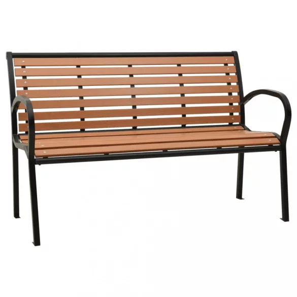 fekete és barna acél és WPC kerti pad 116 cm