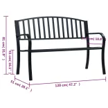 fekete acél kerti pad 120 cm