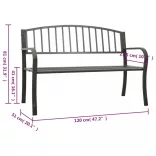szürke acél kerti pad 120 cm