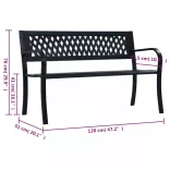 fekete acél kerti pad 120 cm