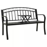 fekete acél kerti pad asztallal 120 cm