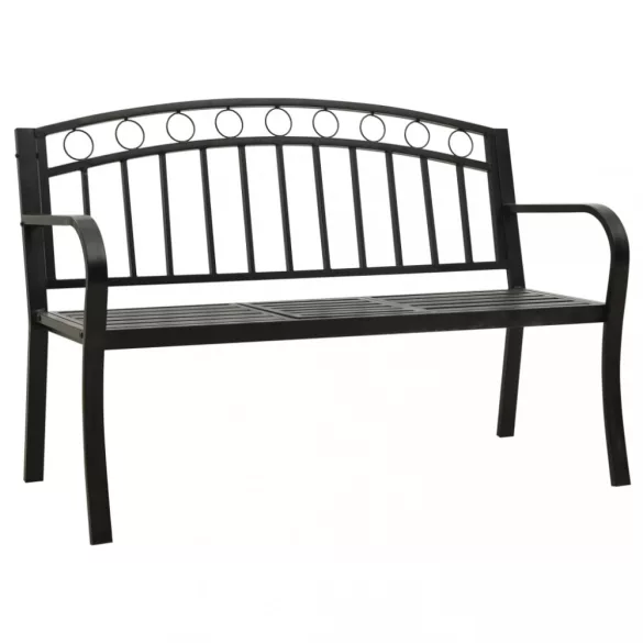 fekete acél kerti pad asztallal 120 cm