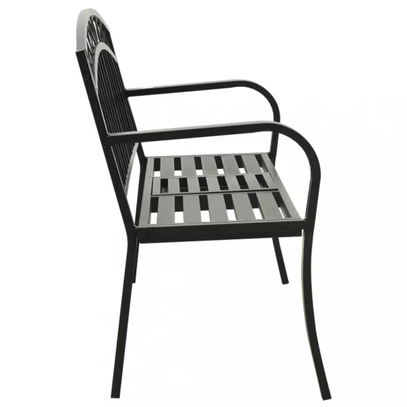 fekete acél kerti pad asztallal 120 cm