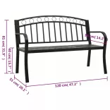 fekete acél kerti pad asztallal 120 cm