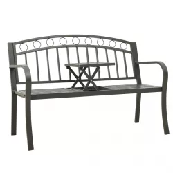 szürke kerti pad asztallal 120 cm