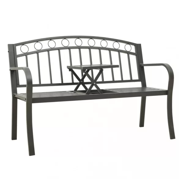 szürke kerti pad asztallal 120 cm