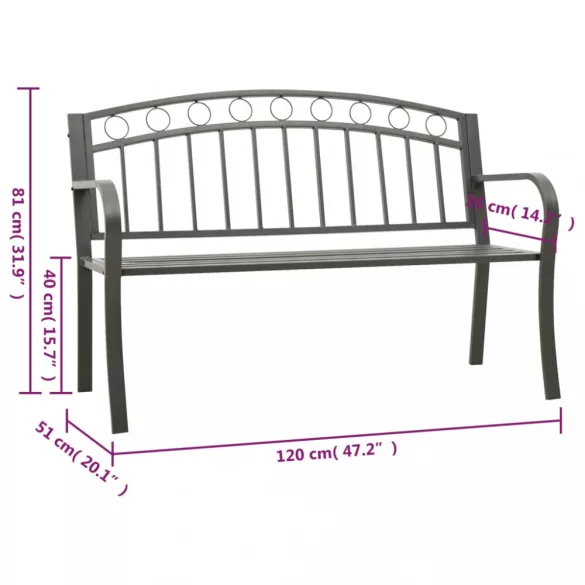 szürke kerti pad 120 cm