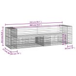 tömör fenyőfa gabion kerti pad 244x71x65,5 cm