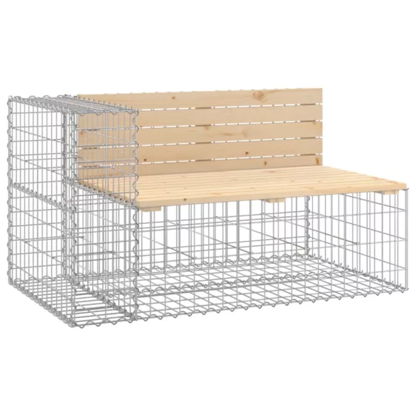 tömör fenyőfa kerti pad gabion kosárral