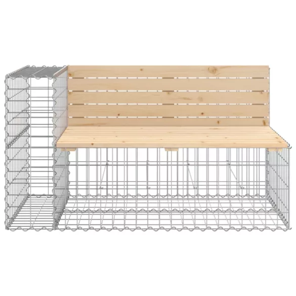 tömör fenyőfa kerti pad gabion kosárral