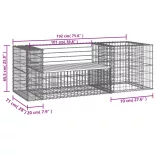 tömör fenyőfa kerti pad gabion kosárral