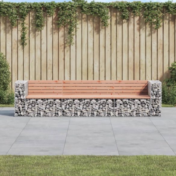 tömör duglászfenyő gabion kerti pad 287x71x65,5 cm