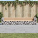 tömör fenyőfa gabion kerti pad 347x71x65,5 cm