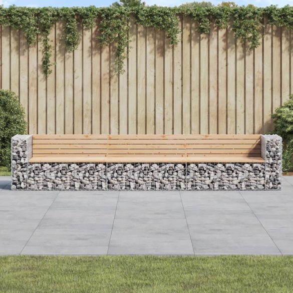 tömör fenyőfa gabion kerti pad 347x71x65,5 cm