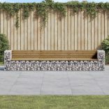 tömör impregnált fenyőfa gabion kerti pad 347x71x65,5 cm