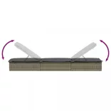 1 db szürke polyrattan napozóágy párnával 201 x 55 x 62 cm