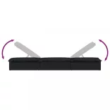 1 db fekete polyrattan napozóágy párnával 201 x 55 x 62 cm